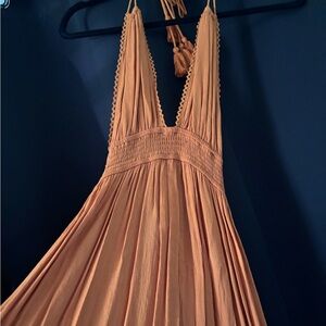 Elegant Orange Halter Dress